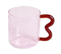 Generic Taza de Café de Vidrio Borosilicato con Gran Capacidad de 450ml Asa Cómoda Fácil para Lavar Adecuada para Uso en Oficina Y Casa, Rosado, tal como se describe