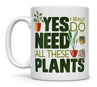 Generic Taza de café divertida para amantes de las plantas, taza de té para plantas de interior, Gardner Landscape Green Thumb Gifts Yes I Really Do Need All These Plants blanco, 11 onzas