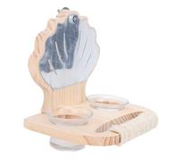 Generic Taza de Comedero Colgante con Plataforma de Madera para Loros, Ajuste Universal, Que Proporciona un Espacio de Vida Cómodo para Juegos Interactivos, 6,69x5,12 Pulgadas