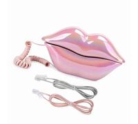 Generic Teléfono de Moda con Labios de Galvanoplastia con de Sonido para una Encantadora Decoración del Hogar, Material ABS