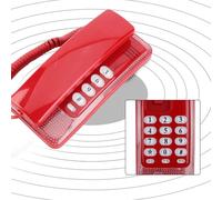 Generic Teléfono de Montaje en Pared para Hotel, sin Identificador de Llamadas, Función de Flash y Silencio para Oficina, Hogar, Teléfono Comercial de 5" (Rojo)