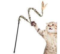 Generic Tempha Cat Federed Rod, Cat'S Teaser's Stick Toy - Cat Teasers Pet Catcher Stick Interactive to Tequine | Juguete de Plumas de Chat Impreso de Leopardo, Teaser