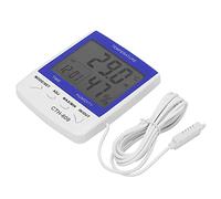 Generic Termómetro Digital CTH-609, Higrómetro, Medidor de Temperatura y Humedad con Reloj para Uso en Farmacia e Invernadero, Material ABS