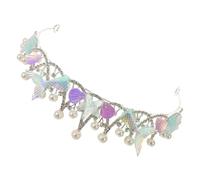 Generic Tiara Barroca de Metal Perlas Barrocas y Escamas de Pescado, Adorno de Sirena para Mujer, Accesorio de Cumpleaños y Boda, Diseño Ligero E Hipoalergénico para Fiestas y Playa