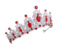 Generic Tiara Barroca Vintage de Princesa en Metal Cristales Rojos, Accesorio Pelo para Bodas, Cumpleaños y Graduaciones, Diadema Pequeña para Fiesta, Decoración para Novias y Reinas