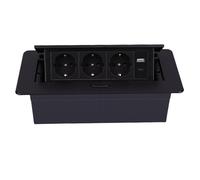 Generic Toma Emergente de Mesa 3 Salidas 20W Puertos USB A C Apertura de Amortiguación Lenta para Edificio de Oficinas Comerciales ABS Negro IP40
