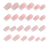 Generic Uñas Postizas Francesas Cortas a Presión Cobertura Completa Diseño Francés Natural Puntas Adhesivas para Manicura Diaria y Fiestas 1 Caja Efecto Elegante y Duradero