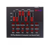 Generic V8 Plus - Tarjeta de sonido en vivo de doble canal con 18 efectos de sonido, compatible con ecualizador multifuncional, reducción de ruido DSP para teléfono móvil, PC, IK-002-224
