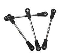 Generic Varilla de Varillaje de Dirección Superior Trasera RC Profesional Ajustable para Automóvil Todoterreno 1/10, Metal Duradero + Plástico Negro + Varilla de Dirección Plateada, Juego de 4 para