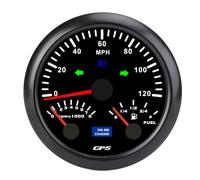 Generic Velocímetro GPS 3 en 1 con Indicador de Nivel de Retroiluminado en 7 Colores para Vehículos Marinos (Esfera negra, bisel negro.)
