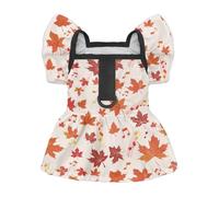 Generic Vestidos de otoño con diseño de hojas de arce para perros pequeños, vestido con arnés para cachorros, con anillo en D, transpirable, para primavera, verano, ropa de gato, ropa ligera para