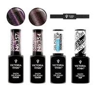 Generic Victoria Vynn Cat Eye & Top Gel Polish Set: Imán Magnético de 4 Caras, Aurora y Paradise, Top Hybrid Easy & Unblue No Wipe - Ideal para fascinantes diseños de uñas
