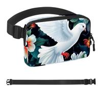 Generic White Dove Leaves-1774 - Cangurera cruzada para hombres y mujeres, riñonera para viajes, casual, caminar, correr, senderismo, ciclismo, multicolor, 4 x 23 x 15 cm, multicolor,