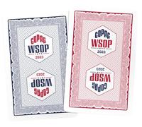 Generic WSOP 2023 Torneo Jugado 100% plástico cartas de juego - Tamaño estrecho (puente) azul/rojo juego de doble baraja (índice jumbo)