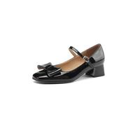 Genéric Zapatos Mary Jane Mujer Lacado Brillante Lazo 3D Delantero Fina Tira Tobillo Hebilla Punta Cuadrada Tacón Bloque Bajo Moda Sesión Fotos Lolita Club Verano Tacos,Negro,43 EU