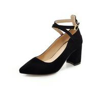 Genéric Zapatos Tobillo Tacón Bomba Mujer Punta Fina Tira Fiesta Nocturna Calzado,Negro,41 EU