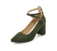 Genéric Zapatos Tobillo Tacón Bomba Mujer Punta Fina Tira Fiesta Nocturna Calzado,Verde,38 EU