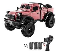 Genérico 1/18 Escala RC Crawler con Luces LED 12KM/H 2.4G 4WD Todo Terreno Pickup RC Rock Crawler Coche Off-Road Vehículo, Camiones Escalada Buggy para Adultos - RTR,Rojo