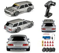 Genérico 1/24 Scale Turbo RC Drift Car with 2.4G Remote Control & LED Lights,High Speed Remote Controlled Racing Car,Simulation Drift Machine,Ideal Sports Gift for Kids and Adults (Silver)