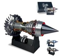 Genérico 1/25 Simulation Aircraft Turbojet Engine Rotatable Model - TR900 Turbofan Engine with Light,Adjustable Speed Jet Engin Fan11in/28cm with Light for Mechanical Lovers (Blue/Assembly Type)