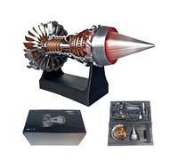 Genérico 1/25 TR900 Turbofan Engine Model - 3D Printed 11in Aircraft Turbojet with LED Light, Adjustable Speed & Rotatable Parts Aviation Gift for Adults (Red Tail Flame Self-Assembly)