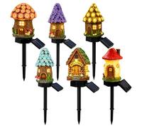 Genérico 1/3/6 Pcs Solar Fairy-Tale Mushroom Cottage Garden Light, Waterproof Led Mushroom Solar Lights Outdoor With Stake, Outdoor Landscape Pathway Light, for Lawn, Walkway, Patio, Yard (6MIX)