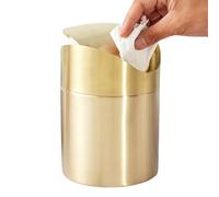 Genérico 1.5L Mini Garbage Can - Stainless Steel Swing Lid | Small Food Waste Bin with Compact Design, Countertop and Tabletop Trash Container, Brushed Metal Recycling and Disposal Bin