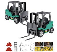 Genérico 1/64 Mini RC Forklift, Remote Control Forklift for Adults, Real Simulation Lifting with Removable Hook and Metal Fork, Bluetooth Remote App Control, for Car Enthusiasts (2pcs,Lake Blue)