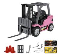Genérico 1/64 Mini RC Forklift, Remote Control Forklift for Adults, Real Simulation Lifting with Removable Hook and Metal Fork, Bluetooth Remote App Control, for Car Enthusiasts (1pcs,Pink)