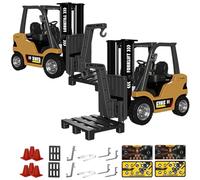 Genérico 1/64 Mini RC Forklift, Remote Control Forklift for Adults, Real Simulation Lifting with Removable Hook and Metal Fork, Bluetooth Remote App Control, for Car Enthusiasts (2pcs,Yellow)