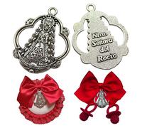 Genérico 1 Colgante Religioso Ntra. Sra. del Rocío, Aleación de Zinc, 4,5 x 3,6 cm, Plata Antigua