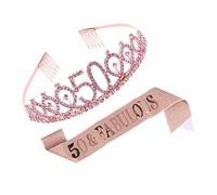 Genérico 1 Juego 2 Piezas Cinturón Ceremonial Faja Fabulosa 50 Atar Faja De Tiara De Cumpleaños Faja De De Cumpleaños Compromiso Para Mujeres Cumpleaños Real 30 Paño Golden