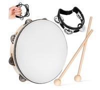 Genérico 1 Juego De Pandereta De Mano De Madera + Resina De Poliéster + Pandereta De Plástico Metálico Para Adultos Pandereta De Percusión Para Adultos Baqueta