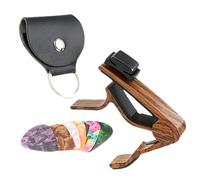 Genérico 1 Juego selección de capo guitarras cejilla de guitarra cejilla de bajo afinador de Cejuela cejilla y púas de soporte para púas de cuero