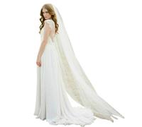 Genérico 1 Layer White Wedding Veil Affordable Cathedral Bridal Veil Cut Edge Wedding Accessories 200-300cm