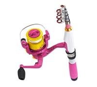 Generico 1. Mini kit de caña de pescar | Ultra-Short Portable Reel Combo | Super Stiff Lure Rod with Metal Reel | Travel Surf Casting Pole Set