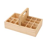 Genérico 1 Pc Cesta de Mano de 21 Rejillas Equipo aceites humidificador Colonia Soportes Cajas organizadoras Maquillaje Makeup Organizer Box Caso de Mano Cesta multirejilla de Madera Khaki