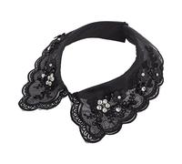 Genérico 1 Pc cuello de camisa cuello cuello de las mujeres gomas para mujer blusas women embroidery fashion cuello desmontable collar decorativo gasa Black