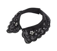 Genérico 1 Pc cuello de camisa cuello gomas para mujer women pasador de chal blusas embroidery fashion blusa retro cuello collar de diamantes de imitación gasa Black