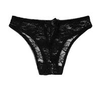 Genérico 1 Pza Mujer más lencería Tanga Floral Ropa Interior Breve Crotchless Lace Panty (Black, S)