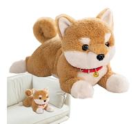 Genérico 1 Realistic Dog Plush - 38cm Lying Puppy with Bell | Soft Interactive Animal Doll for Kids on Christmas, Birthday, or Halloween | Educational Toy for Comfort and Companionship