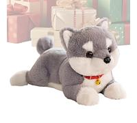 Genérico 1 Realistic Dog Plush - 38cm Lying Puppy with Bell | Soft Interactive Animal Doll for Kids on Christmas, Birthday, or Halloween | Educational Toy for Comfort and Companionship