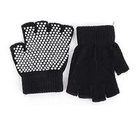 Generico 1 unids guantes de yoga antideslizantes negros guantes sin dedos de algodón for