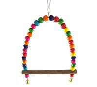 Genérico 1 unids loro jaula de madera columpio colgante juguetes columpio arco encubierta para Perakeet Finch uso durable servicio diseño práctico