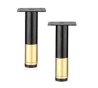 Genérico 10, 12 Y 13 Cm Patas De Sofá Negras Patas De Metal para Muebles, Estanterías, para Mesas, Armarios, Cómodas, con Reposapiés Ajustable Antideslizante(Black Gold,10cm(2pcs))