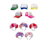 Genérico 10 gorras + 10 diademas 4 flores - Colores Mix