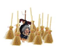 Genérico 10 piezas de adorno de Halloween de escoba | Diseño de paisaje de habitación de casa de muñecas de decoración de escoba de bruja en miniatura - Accesorios de brujas para fiesta de disfraces