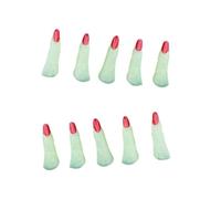 Genérico 10 Piezas Uñas Postizas de Bruja Rojas para Halloween, de Plástico, Que Brillan Oscuridad, Diseño Espeluznante y Cómodo para Fiestas y Decoraciones
