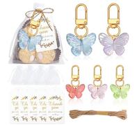 Genérico 10 Sets mariposa partido favores llavero con gracias etiquetas para Niñas tema fiesta de cumpleaños baby shower Goodie bolsa