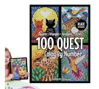 Genérico 100 QU-EST Color Por Número: Cuadrados, Pintar Por Números Triángulos, Hexágonos Y Círculos - Libro De Actividades Para Adultos | Tapa Blanda | Pintura Divertida